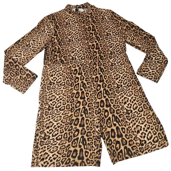 Shein Curve 4X Leopard Print Long Sleeve Short Romper - Picture 1 of 1